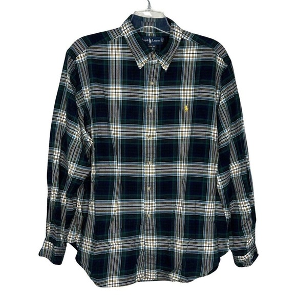 Ralph Lauren Shirt Men XXL 2XL Green White Plaid Button Down Cabincore Gorpcore - Picture 1 of 8